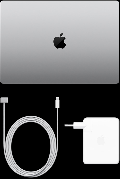 MacBook&nbsp;Pro de 16&nbsp;polegadas, cabo de USB-C para MagSafe&nbsp;3 e adaptador de energia USB-C de 140W
