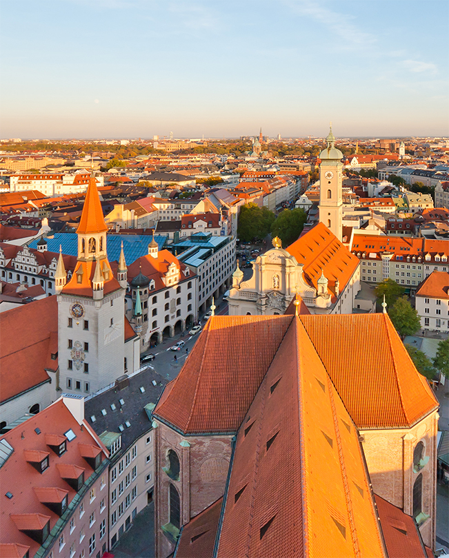 Légi felvétel a németországi München városáról.