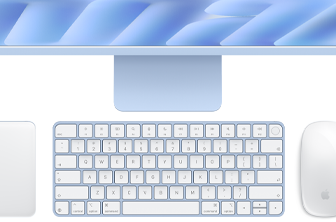 Modrý Magic Keyboard s Touch ID a Magic Mouse