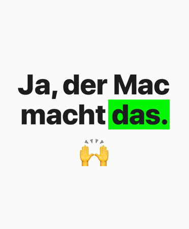 Text: Ja, der Mac macht das