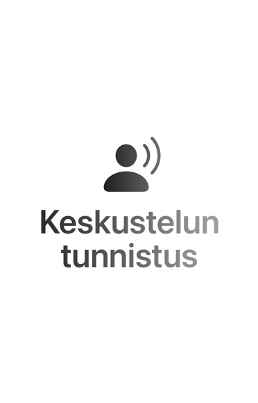Ambience-ääniaallot värikkäinä kaarina, ylä- ja alapuoli, keskellä olevassa tekstissä lukee: Conversation Awareness