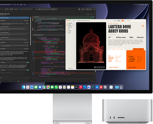 Studio&nbsp;Display&nbsp;XDR, η οθόνη εμφανίζει ένα έγγραφο υπό επεξεργασία στο Claude&nbsp;Agent στο XCode, Mac&nbsp;Studio, μπροστινή όψη