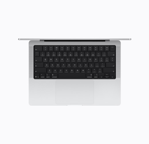 俯視打開的銀色 MacBook