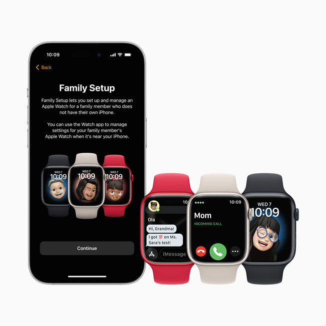 iPhone 14 is shown next to three Apple Watch Series 8 models.