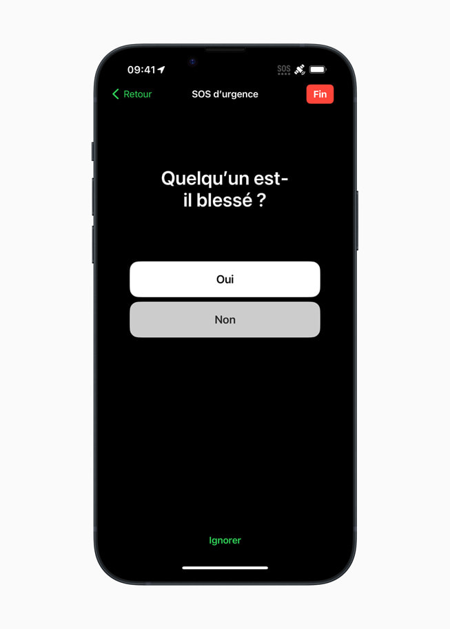 Le questionnaire invite l’utilisateur à préciser si une personne est blessée.