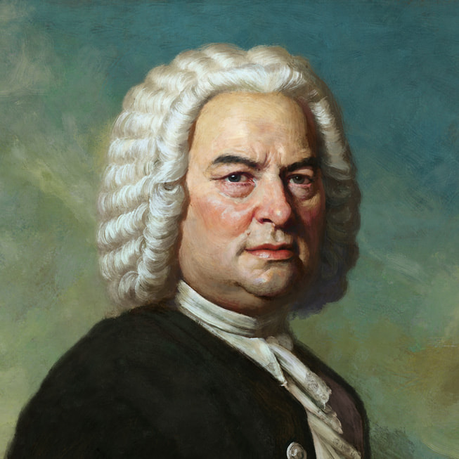 「Apple Music 古典樂」上的 Johann Sebastian Bach 肖像。