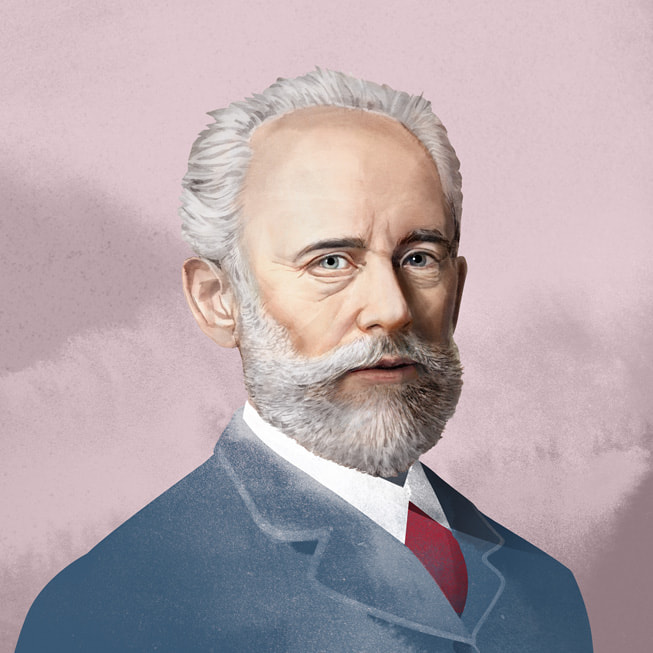 「Apple Music 古典樂」上 Pyotr Ilyich Tchaikovsky 的肖像。