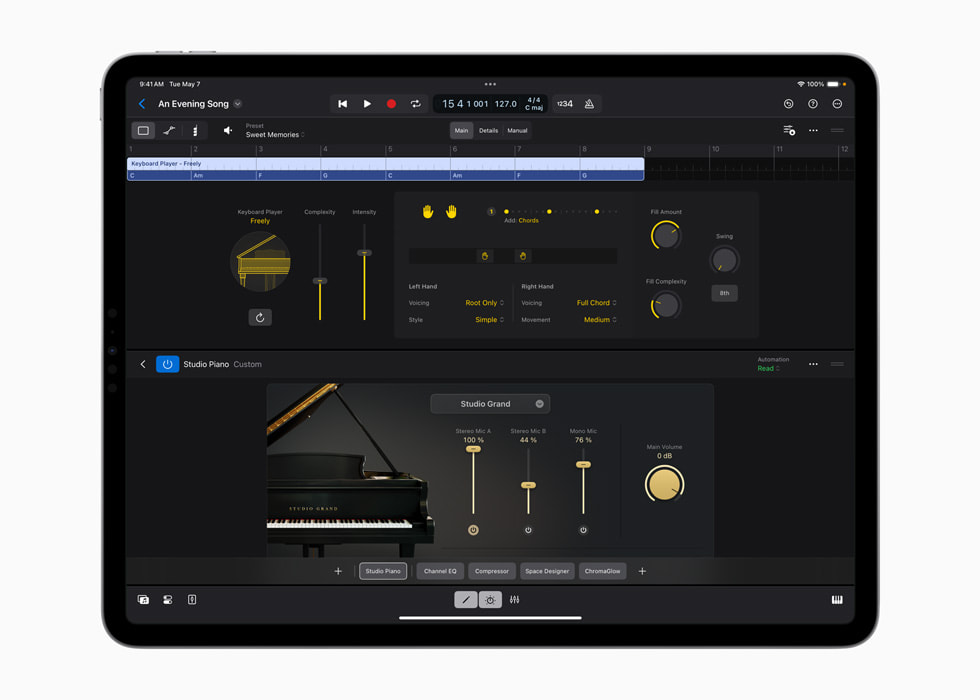 A Keyboard Player screen is shown on 13-inch iPad Pro.