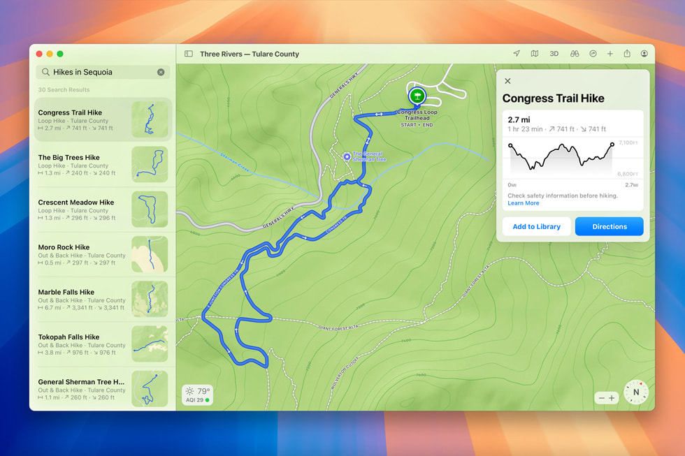 Una ruta de senderismo personalizada en Apple Maps