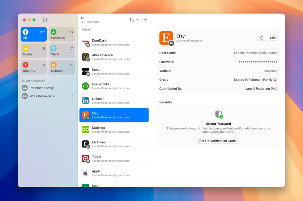 La nueva app Contraseñas en macOS Sequoia.