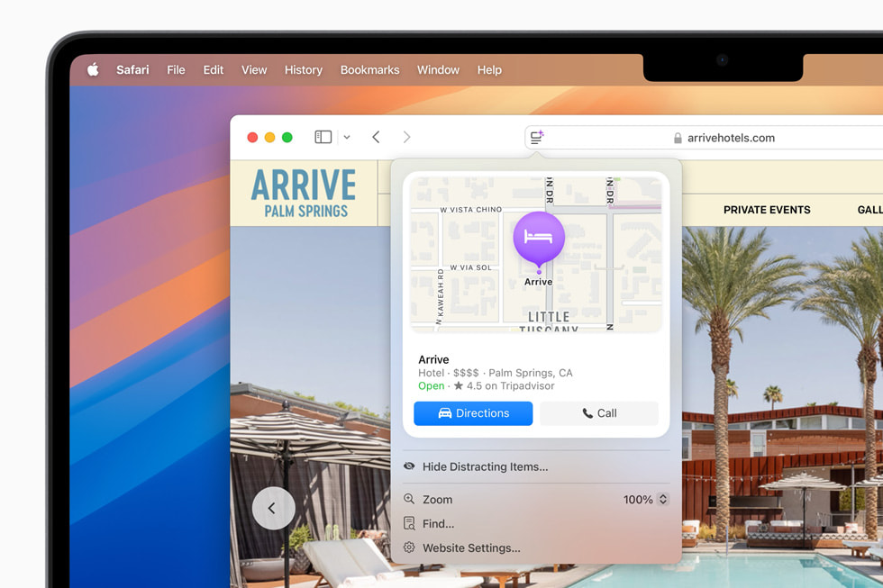 Una MacBook Pro muestra resaltadas las indicaciones para llegar a un hotel.