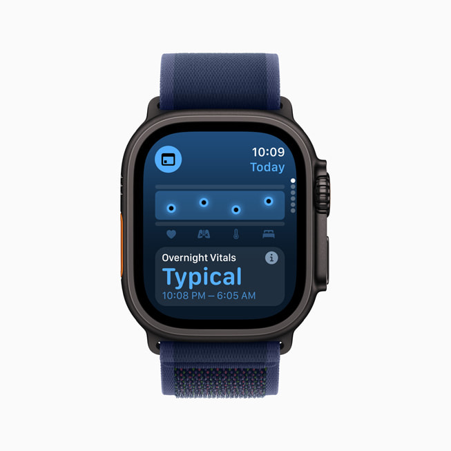 Un Apple Watch Ultra 2 muestra la nueva app Signos Vitales.