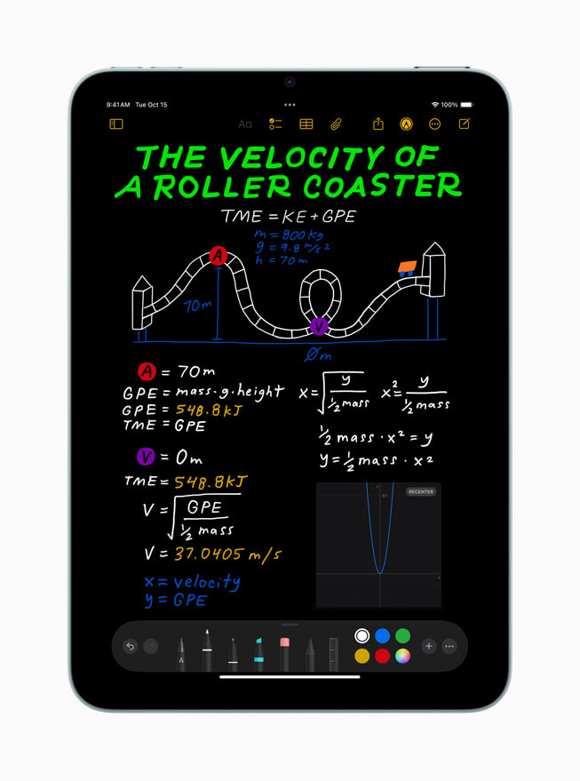 Den nye Matematiknoter-funktion vist på iPad mini.