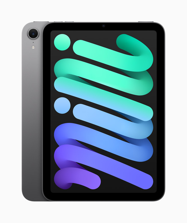 Den nye iPad mini vist i farven space grey.