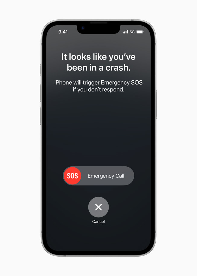 Crash Detection displayed on iPhone 16e.
