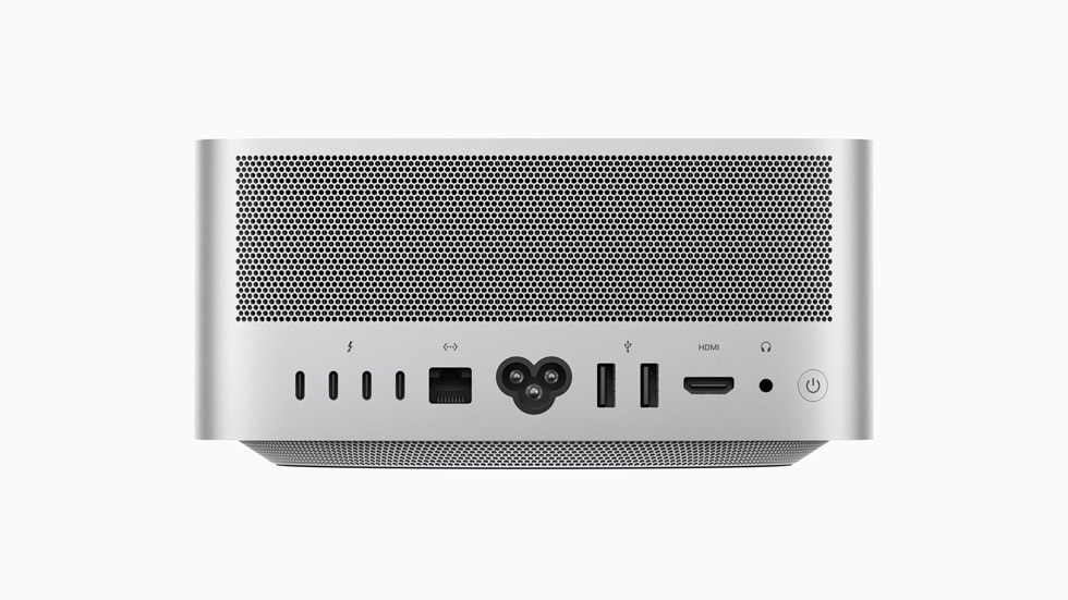 A close-up of the back of Mac Studio, showing all of its ports.