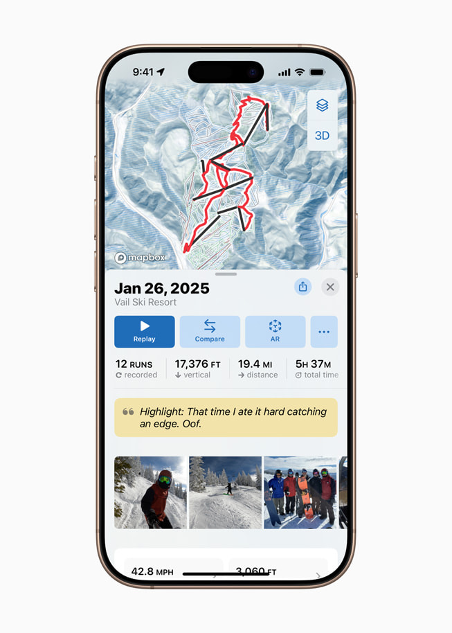 A screen from the Slopes app.