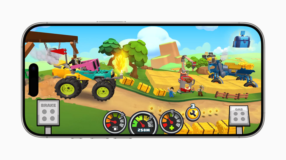 Art from LEGO Hill Climb Adventures+ by Fingersoft displayed on iPhone Pro 16.