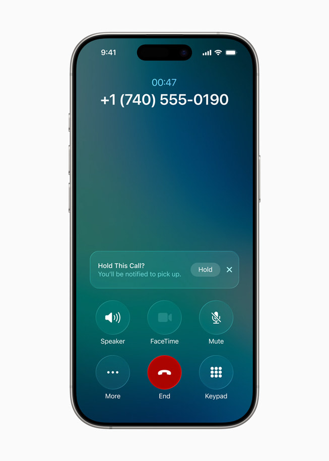 The new Hold Assist feature is shown on iPhone 16 Pro.