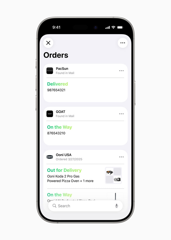 On iPhone 16 Pro, Apple Wallet shows the user tracking information for recent purchases.