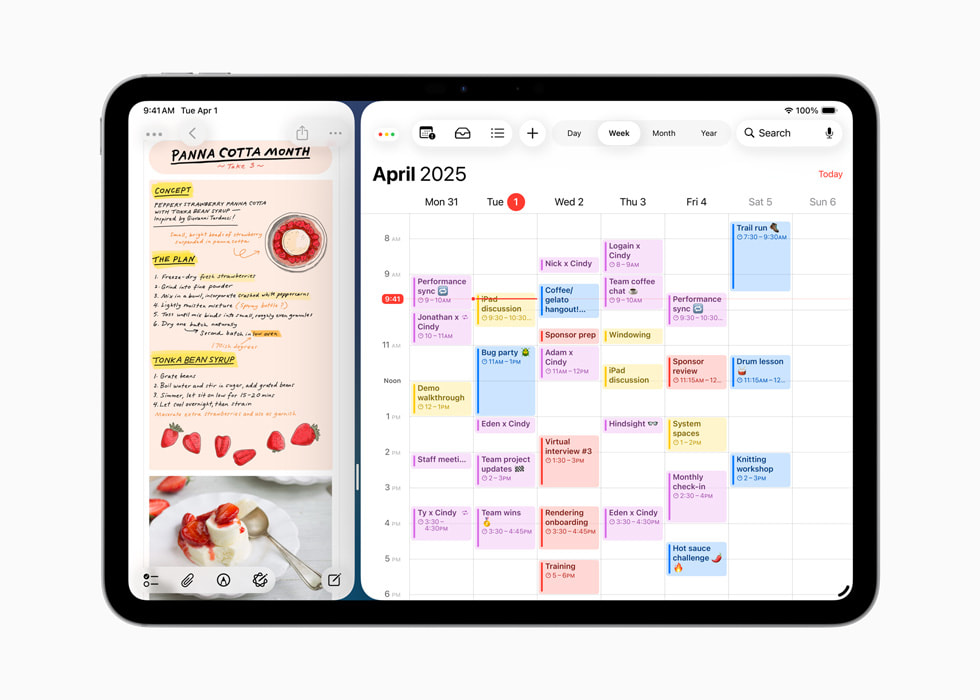 Window tiling is shown on iPad.