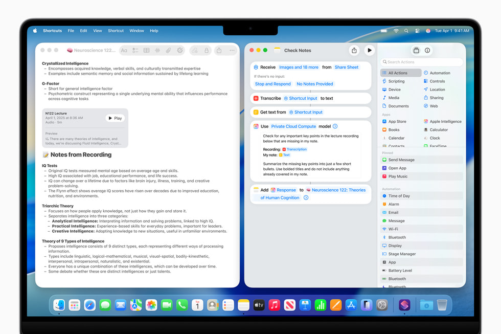 A Shortcuts screen on 16-inch MacBook Pro.
