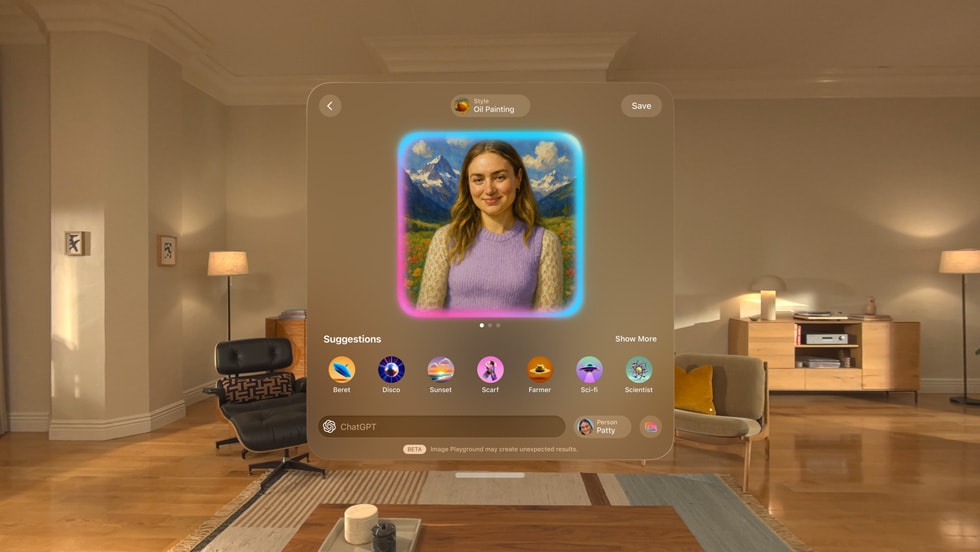 Image Playground is shown with Apple Vision Pro.