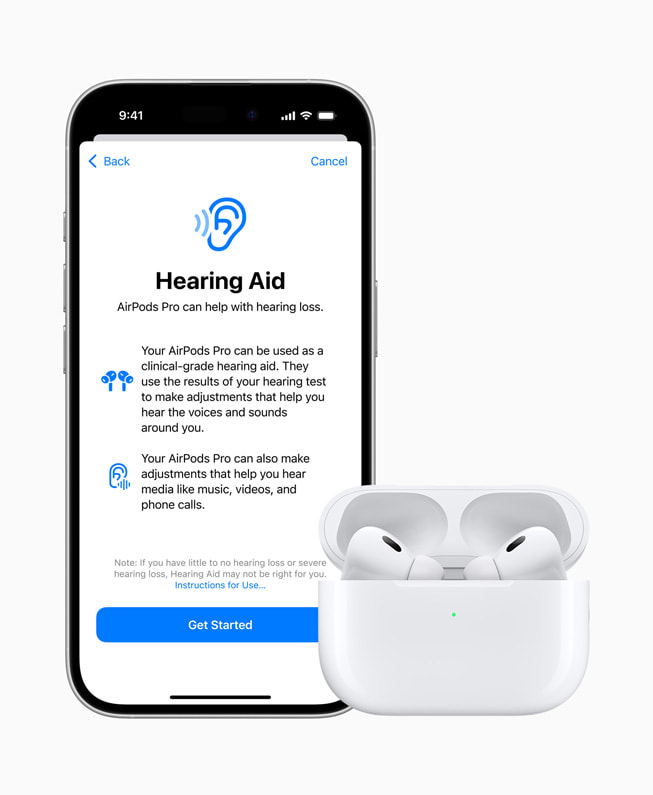 Tính năng Thiết Bị Trợ Thính trên iPhone 16 Pro cùng với AirPods Pro.