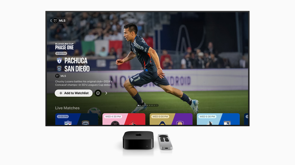 An image of details for a Leagues Cup match, as displayed on MLS Season Pass on Apple TV.