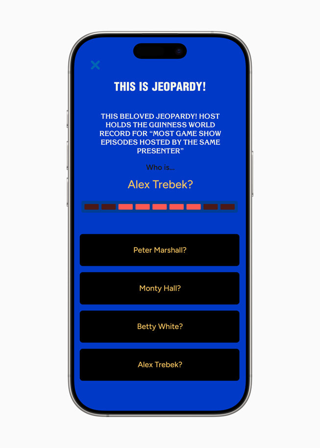 A screen from Jeopardy! Daily shown on iPhone 16 Pro.