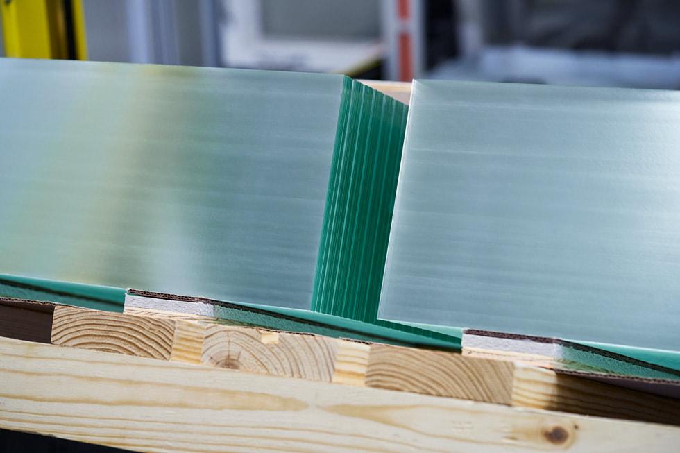 Slabs of glass at Corning’s Harrodsburg, Kentucky, facility.