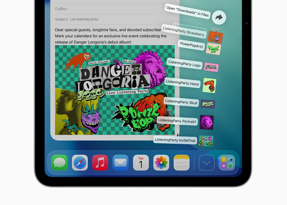 iPad Pro shows folders in the Dock.
