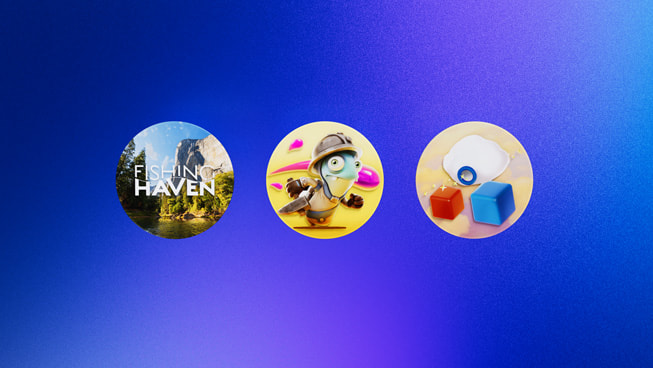 Three icons representing Fishing Haven, Gears & Goo, and Porta Nubi.