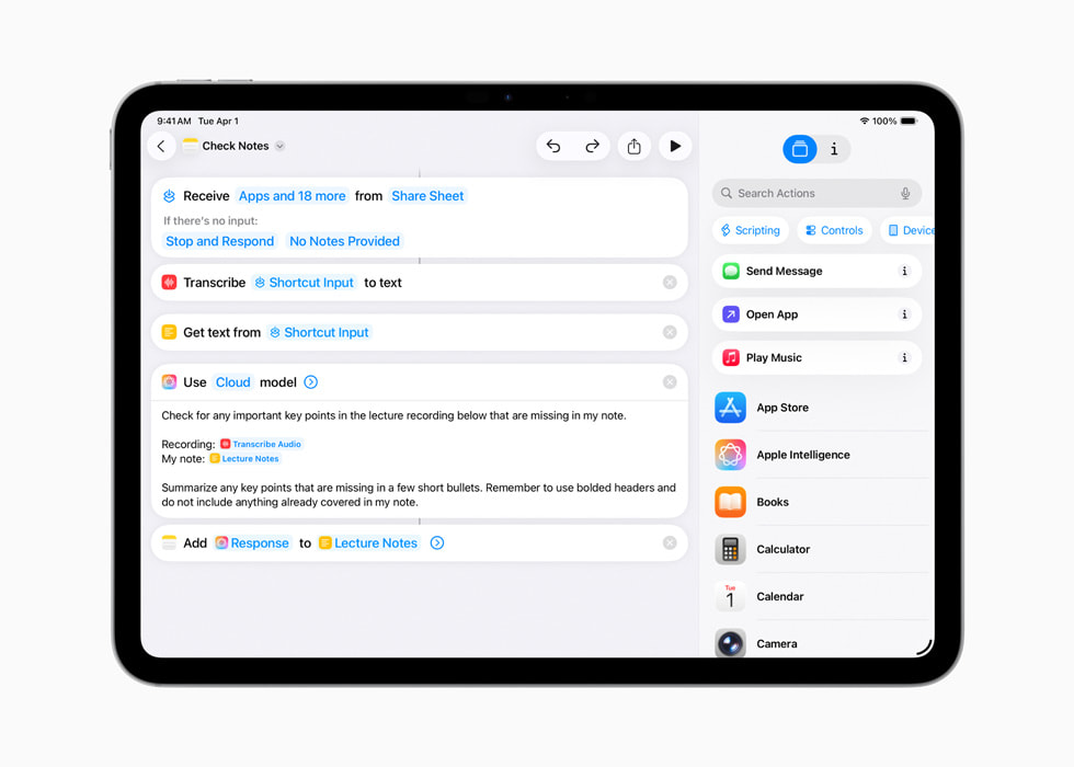 En iPad-bruker lager en snarvei som heter «Sjekk Notater».