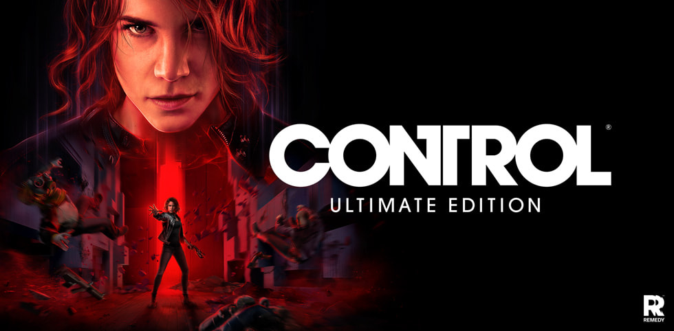 카메라를 응시하는 Control의 주인공 Jesse Faden.