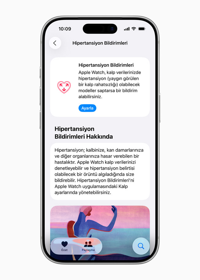 iPhone’daki Sağlık uygulamasında hipertansiyon bildirimleri özelliği.
