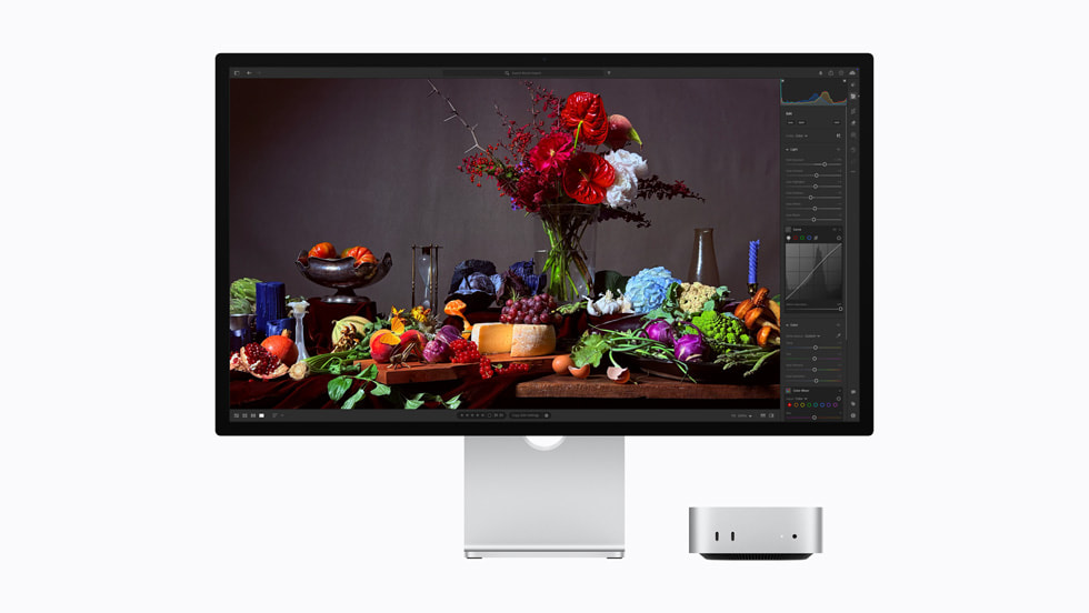 Adobe Lightroom is shown on Studio Display.