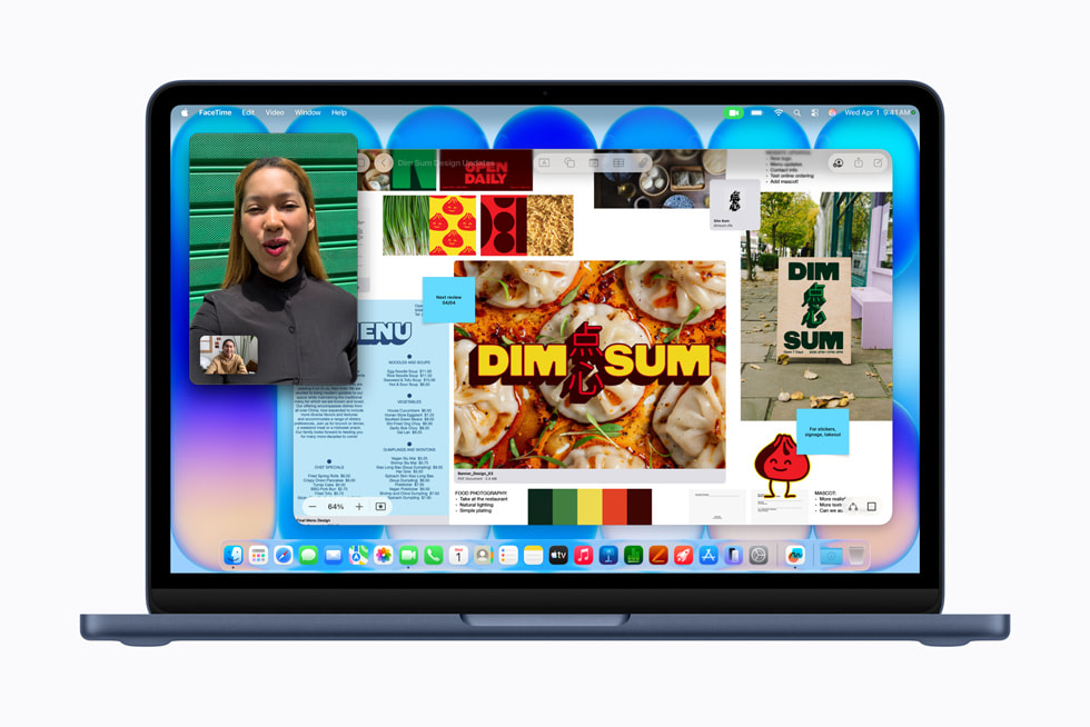 A person multitasks between apps on their indigo MacBook Neo.