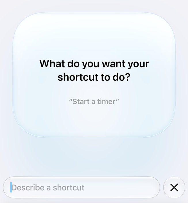 Una persona describe un atajo en un iPhone 18 Pro.
