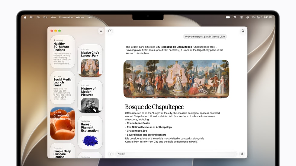 Una persona utiliza la app Siri en un Mac.