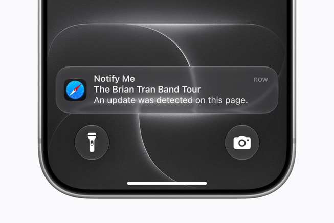 The Notify Me experience is shown in Safari.