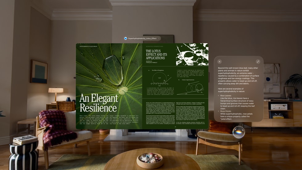 Apple Vision ProのインターフェイスでSiri AIを体験しているユーザー。