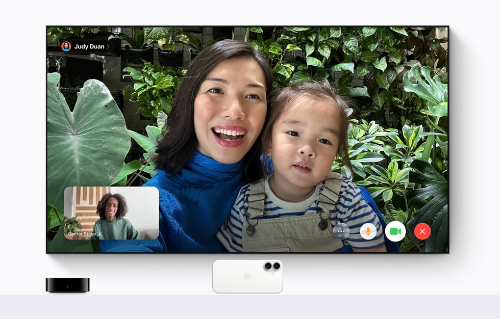 Apple TV 4K displays a FaceTime call.