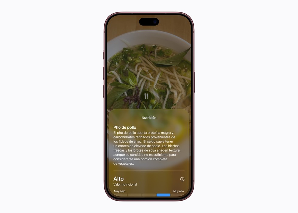 Un usuario usa el modo Siri en el iPhone para obtener información sobre una imagen.