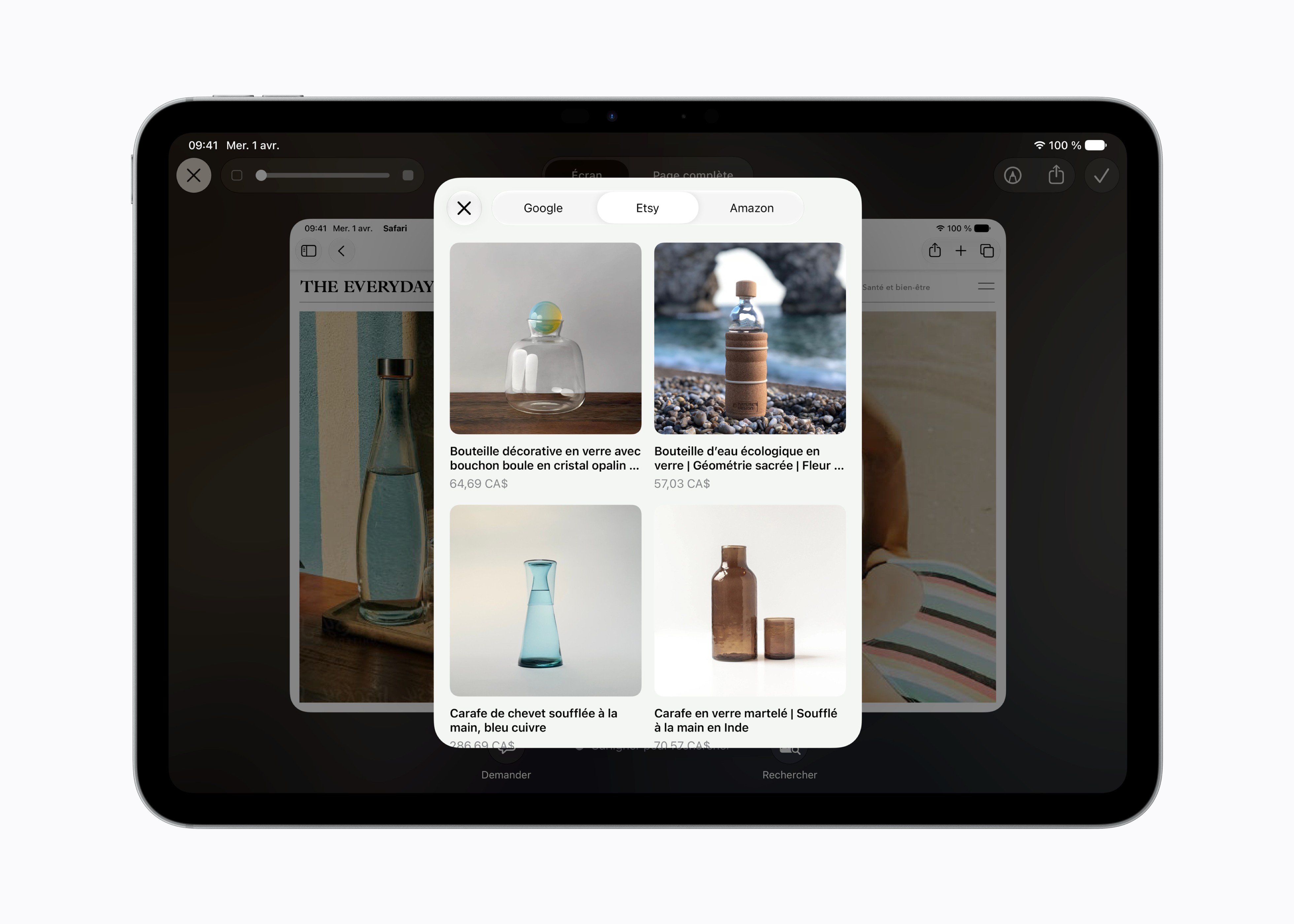Capacités d’intelligence visuelle affichées sur iPad.
