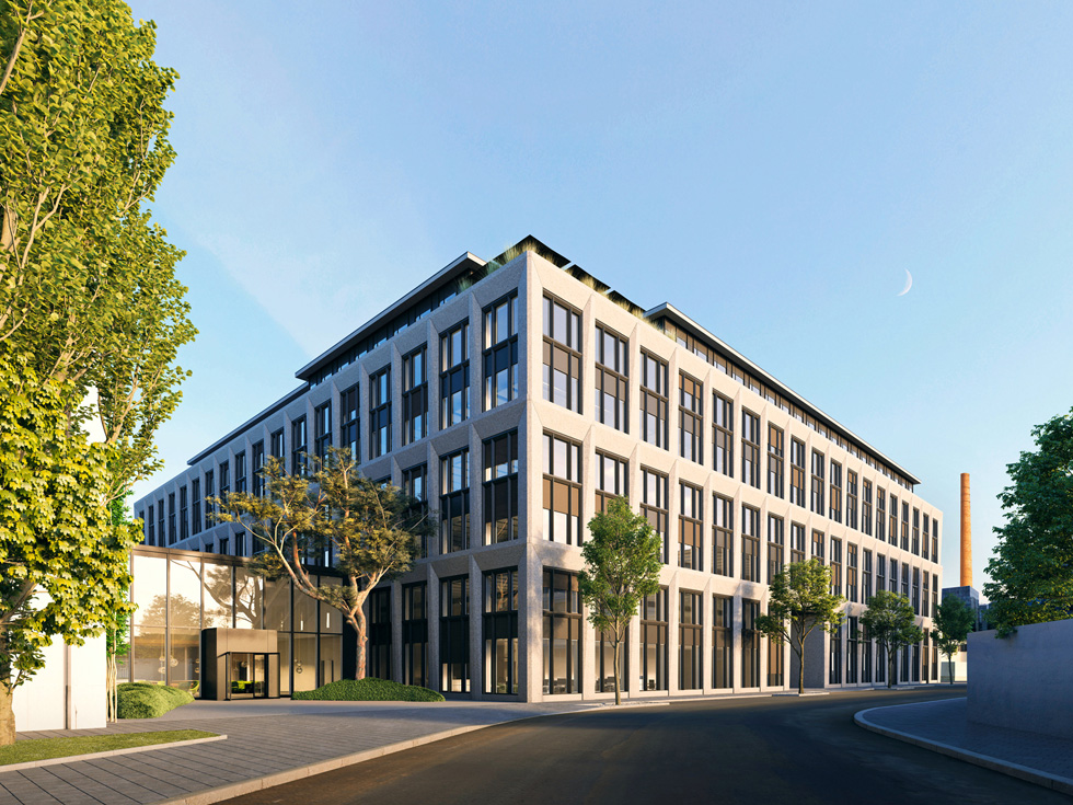Ein Rendering des neuen Standorts für Chip-Design von Apple in München. 