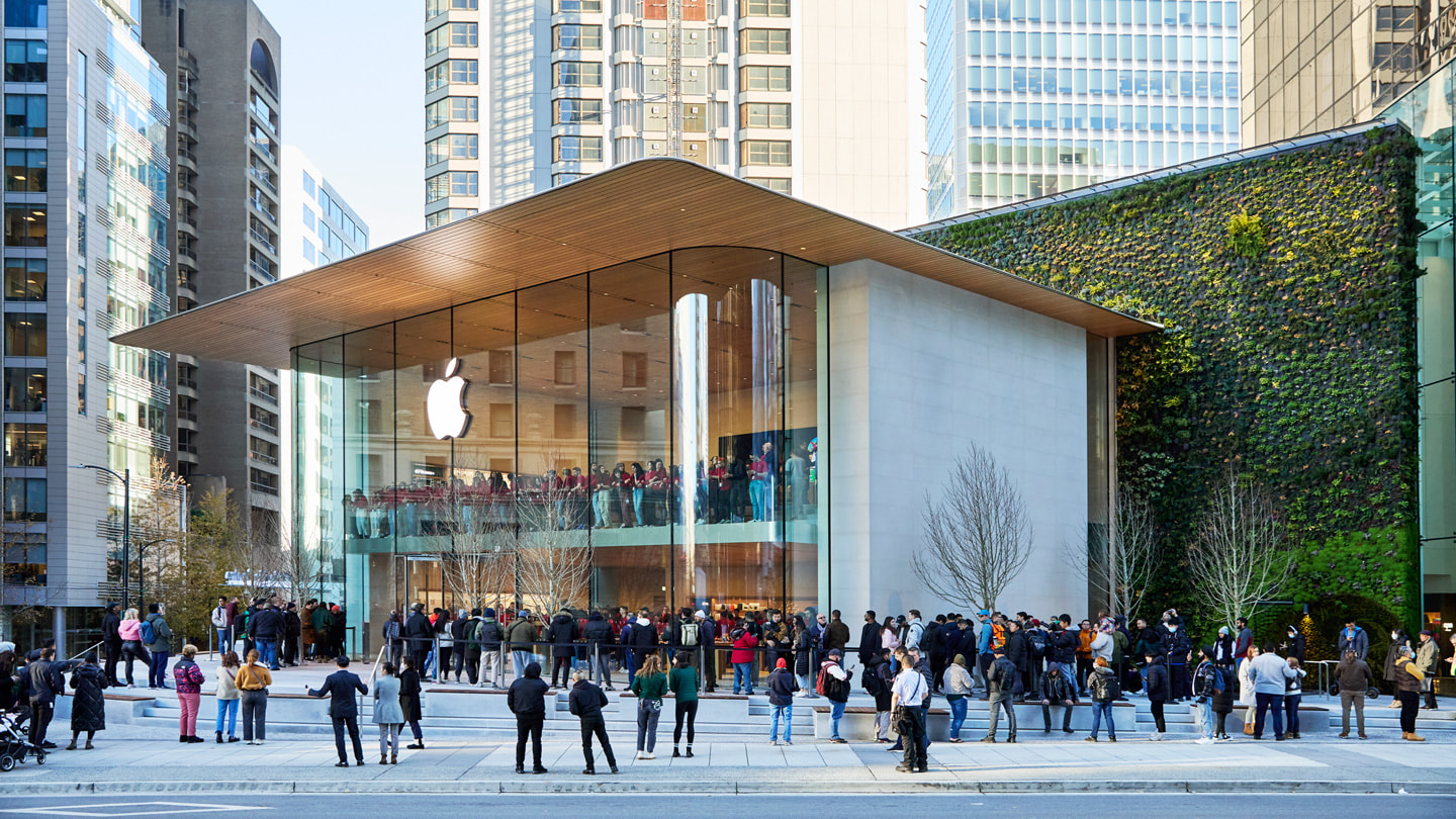 The exterior of the new Apple Pacific Centre in Vancouver, Canada.