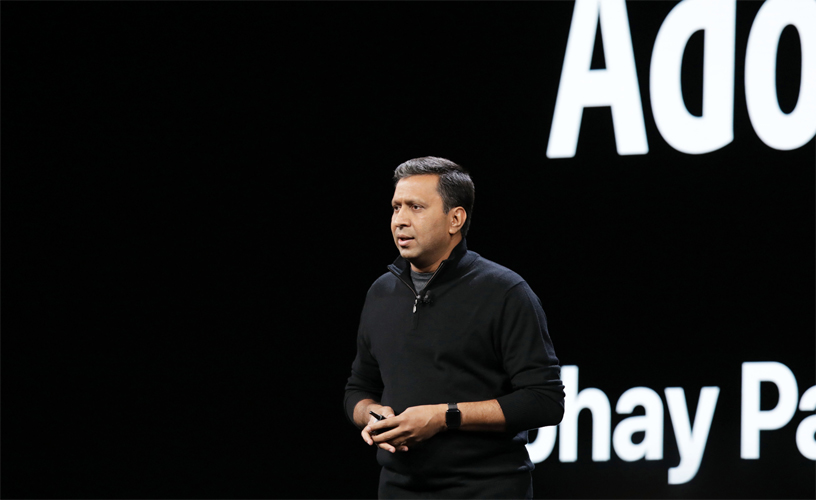Abhay Parasnis of Adobe on stage at WWDC 2018.