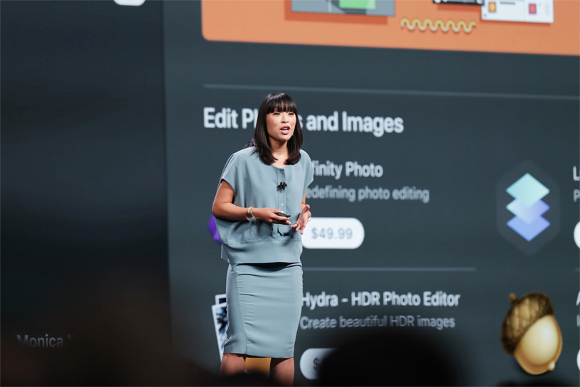 Ann Thai talks about the Mac App Store on stage at WWDC 2018.