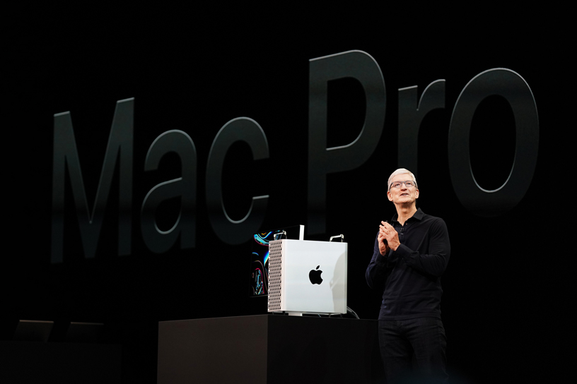 The all-new Mac Pro on stage at WWDC 2019.
